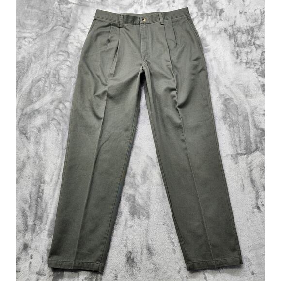 Wrangler Pants Mens 36X32 Gray Timber Creek Pleated Wrinkle Free Khakis Cotton - Picture 1 of 11